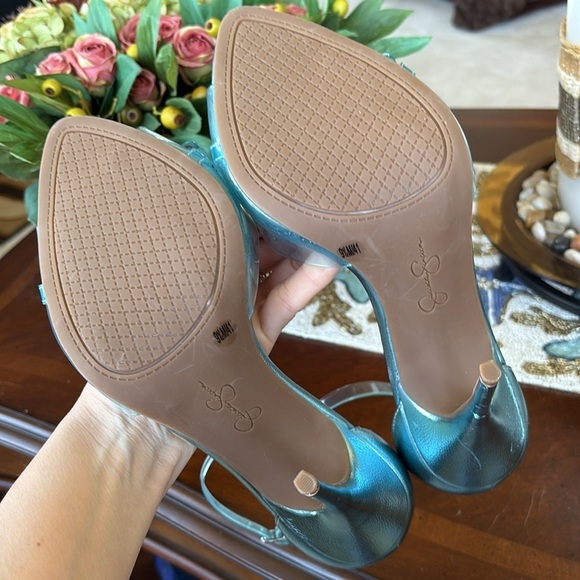 Brand New Jessica Simpson Wayri Stiletto Heels Sandals Lucite Chainlink Blue - Picture 12 of 15